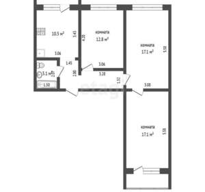 3-к квартира, вторичка, 70м2, 4/12 этаж