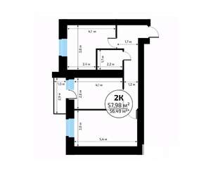 2-к квартира, вторичка, 58м2, 9/18 этаж