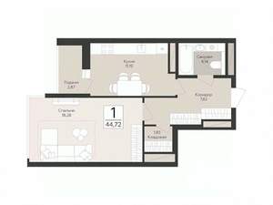 1-к квартира, вторичка, 45м2, 11/17 этаж