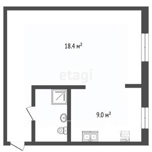 Студия квартира, вторичка, 33м2, 1/2 этаж