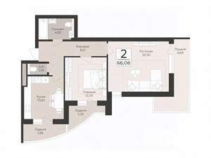 2-к квартира, вторичка, 66м2, 5/17 этаж