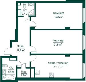 2-к квартира, строящийся дом, 93м2, 4/29 этаж