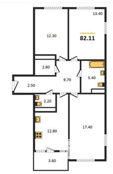 3-к квартира, вторичка, 82м2, 3/19 этаж