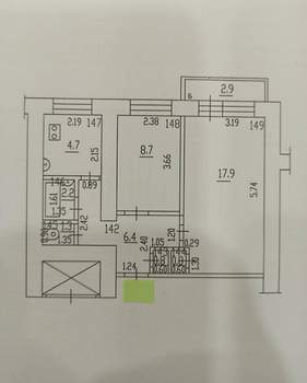 2-к квартира, вторичка, 43м2, 8/9 этаж