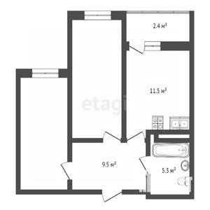 2-к квартира, вторичка, 63м2, 3/25 этаж