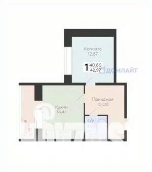 1-к квартира, вторичка, 43м2, 8/11 этаж