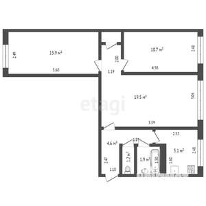 3-к квартира, вторичка, 58м2, 5/5 этаж
