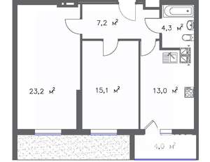 2-к квартира, вторичка, 67м2, 9/20 этаж
