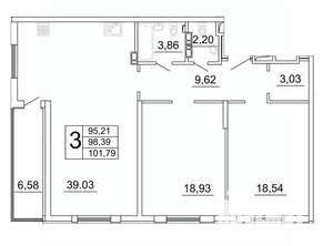 3-к квартира, строящийся дом, 102м2, 10/27 этаж