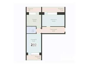2-к квартира, вторичка, 62м2, 4/12 этаж