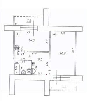 2-к квартира, вторичка, 40м2, 6/9 этаж