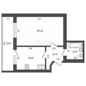 1-к квартира, вторичка, 38м2, 10/16 этаж