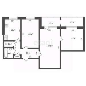 3-к квартира, вторичка, 52м2, 8/9 этаж