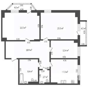 3-к квартира, вторичка, 112м2, 5/20 этаж
