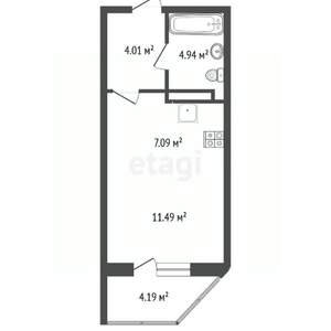 Студия квартира, сданный дом, 28м2, 17/26 этаж