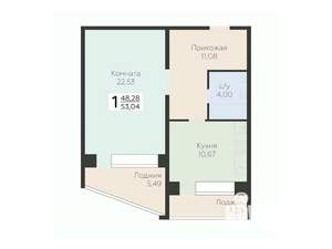 1-к квартира, вторичка, 53м2, 4/12 этаж