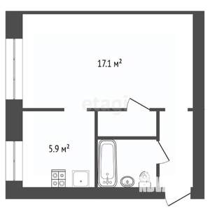 1-к квартира, вторичка, 30м2, 3/5 этаж