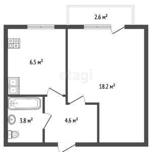1-к квартира, вторичка, 33м2, 2/5 этаж