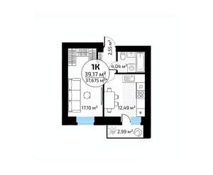 1-к квартира, вторичка, 39м2, 1/18 этаж