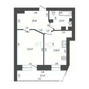 1-к квартира, вторичка, 40м2, 2/21 этаж