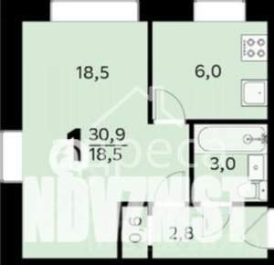 1-к квартира, вторичка, 31м2, 5/5 этаж