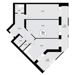 2-к квартира, вторичка, 90м2, 1/8 этаж