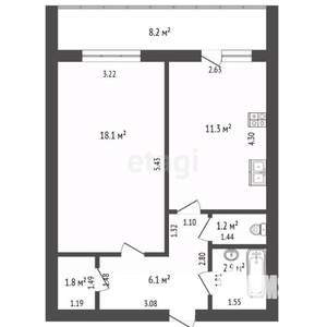 1-к квартира, вторичка, 50м2, 3/14 этаж