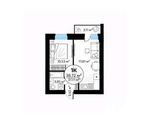 1-к квартира, вторичка, 39м2, 8/18 этаж