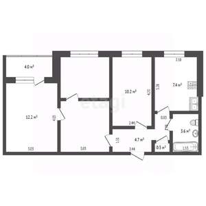 3-к квартира, вторичка, 55м2, 9/9 этаж