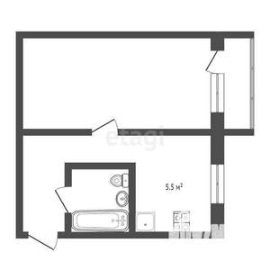 1-к квартира, вторичка, 30м2, 1/5 этаж