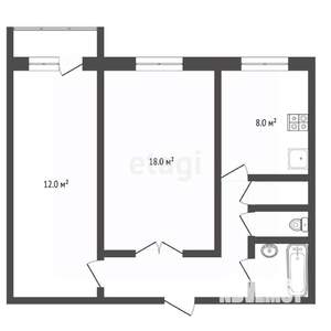 2-к квартира, вторичка, 56м2, 1/9 этаж