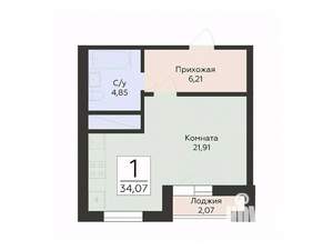 Студия квартира, вторичка, 34м2, 12/24 этаж