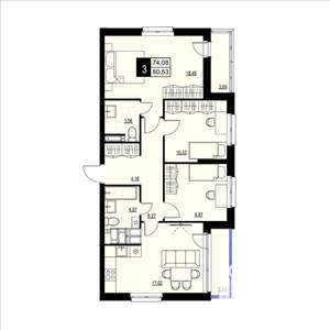 3-к квартира, вторичка, 77м2, 14/23 этаж