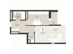 1-к квартира, вторичка, 45м2, 8/17 этаж