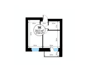 1-к квартира, вторичка, 39м2, 3/18 этаж