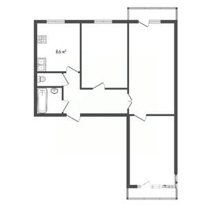 3-к квартира, вторичка, 60м2, 6/9 этаж