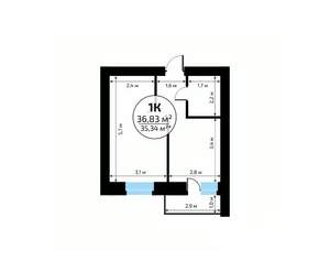 1-к квартира, вторичка, 37м2, 4/18 этаж